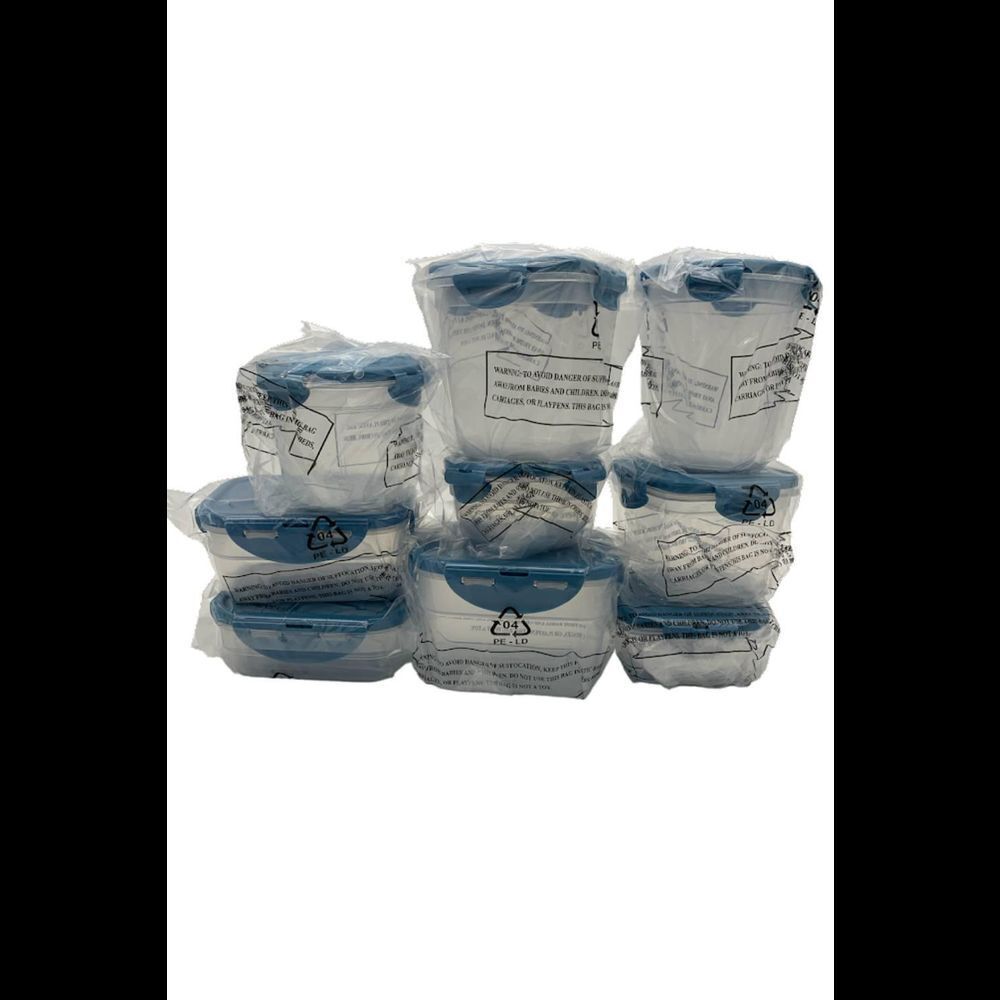 LocknLock 9-Piece Nestable Mini Storage Set Multi-Shape Cool Blue